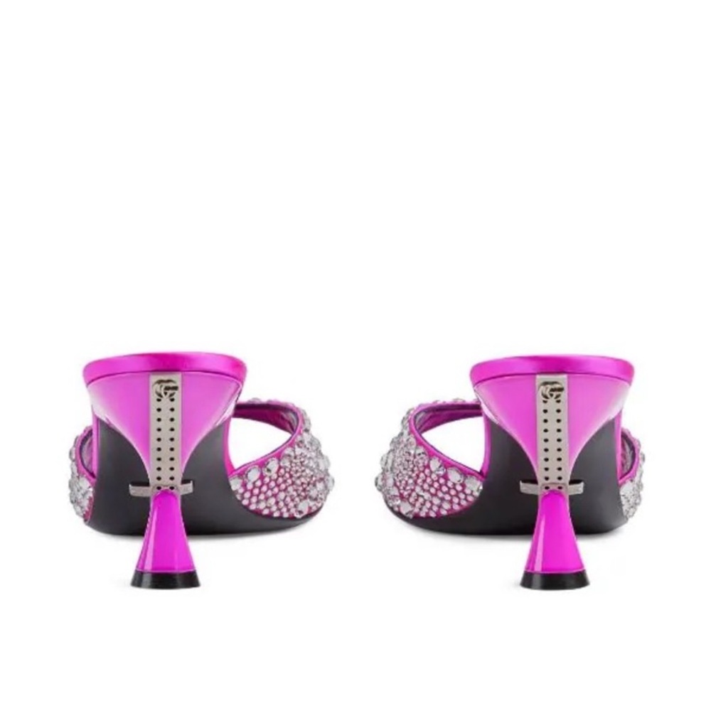 Gucci crystal-embellished sandals size EU 39.5 color Fuchsia - Picture 5 of 10